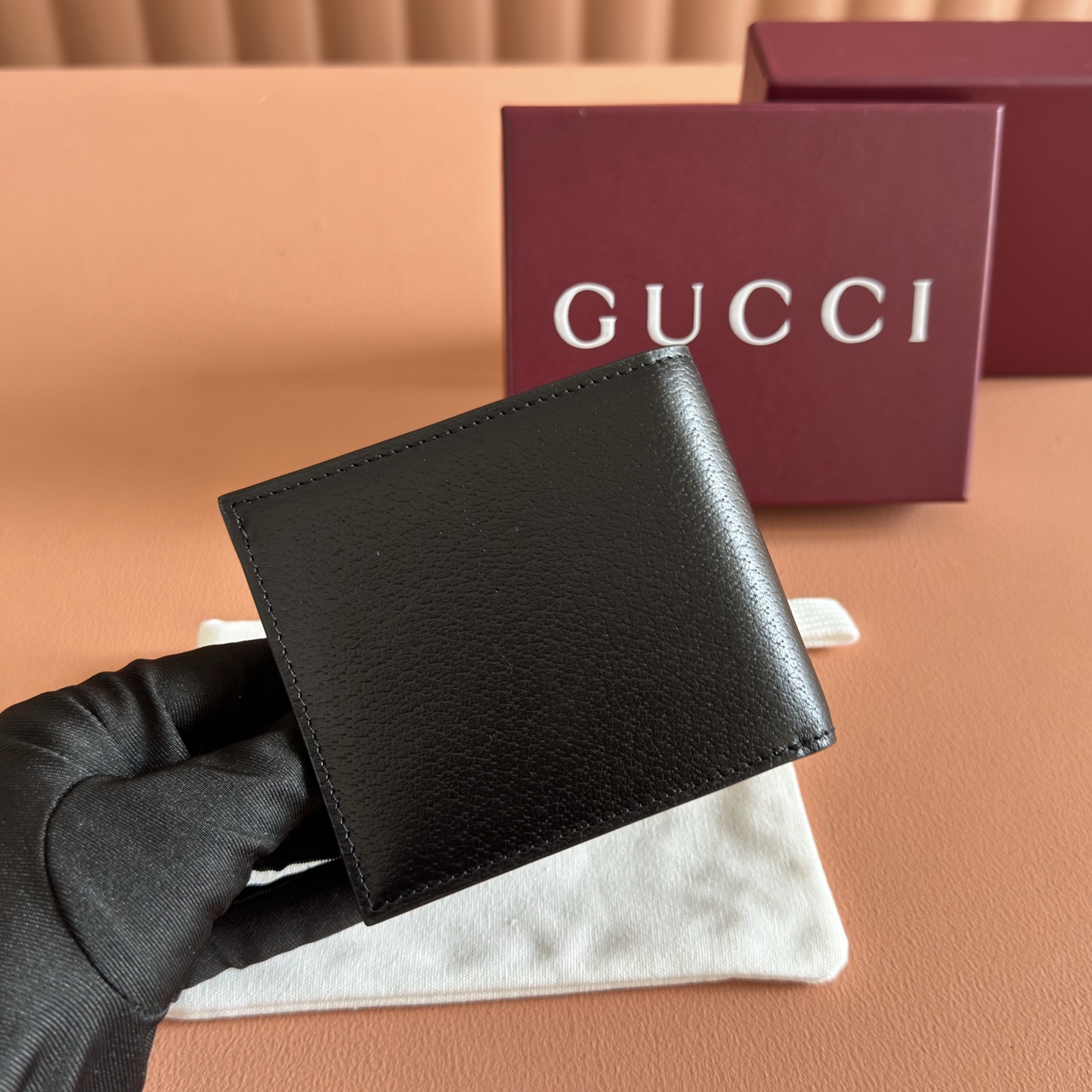 [TOP] GUCCI Wallet Cowhide 10.5x9.5cm - Black