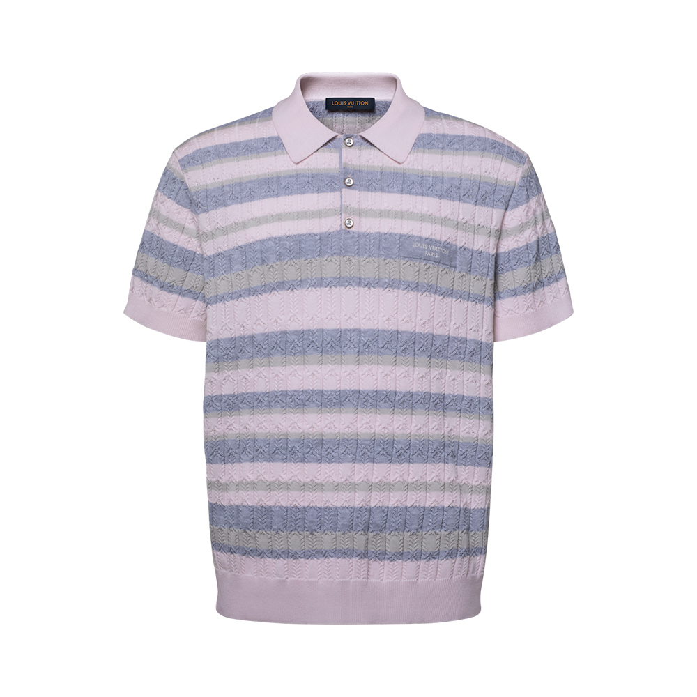 LOUIS VUITTON Stripy Cable-Knit Polo Shirt #393063