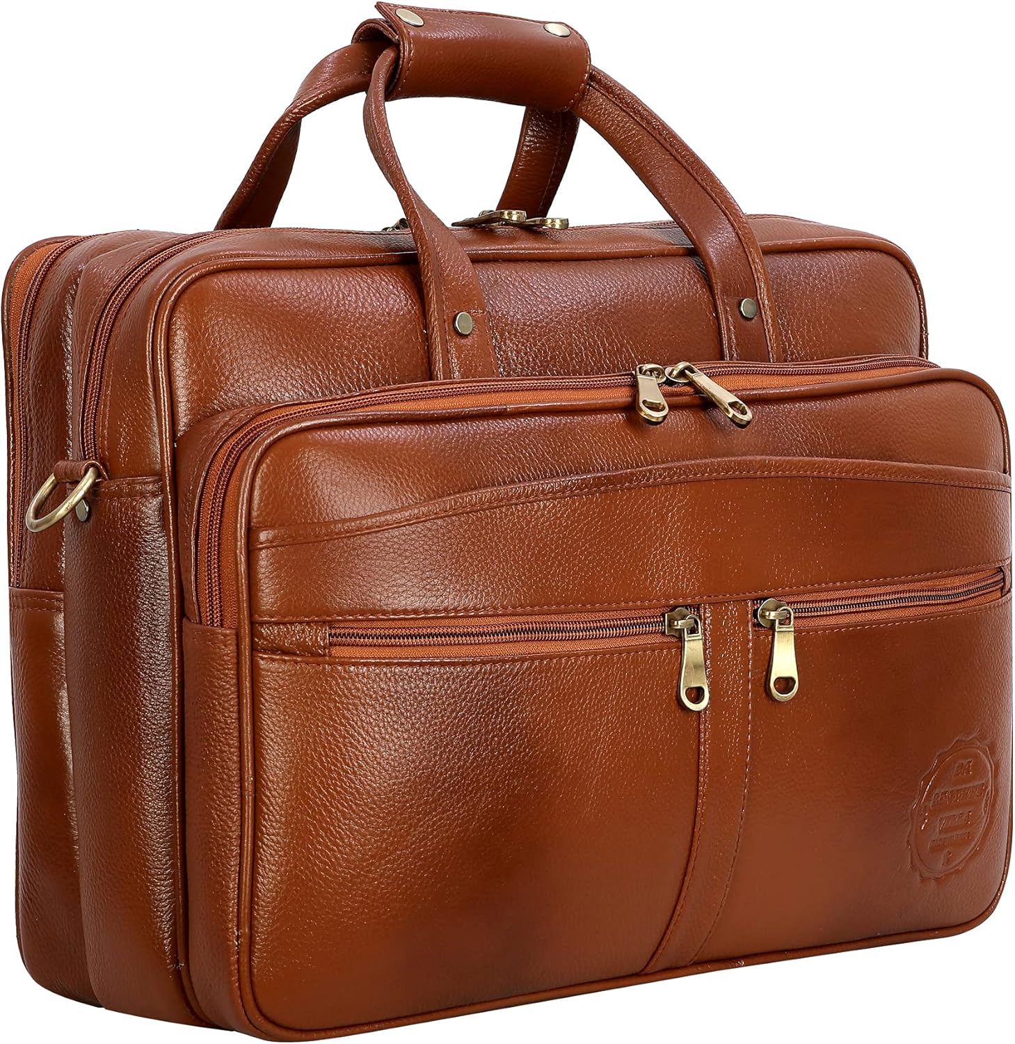 DA LV Full Grain Leather Laptop Briefcase for Men Top Choice Gifts Laptop Bag Multiple 16'' Compartments Brass Hardware