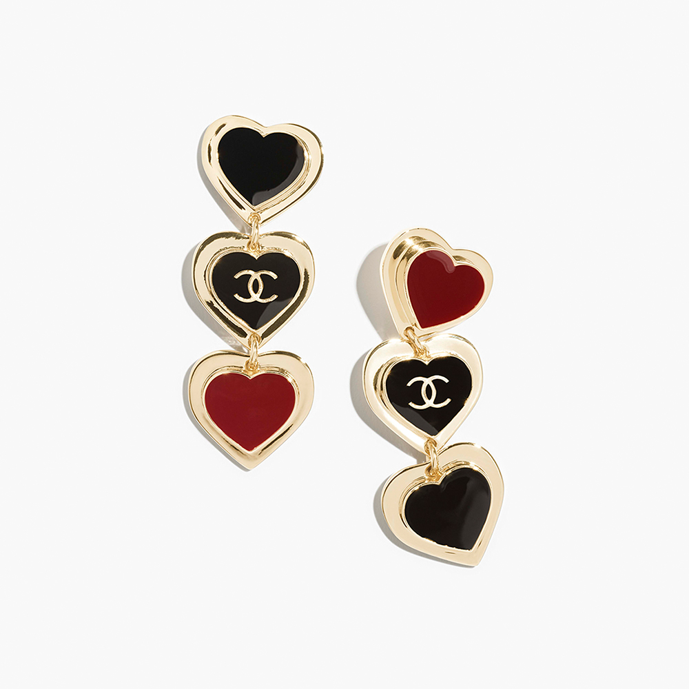 Chanel black Jewelry Chanel Pendant Earrings Metal Resin Golden Black Dark Red | Nigo Office