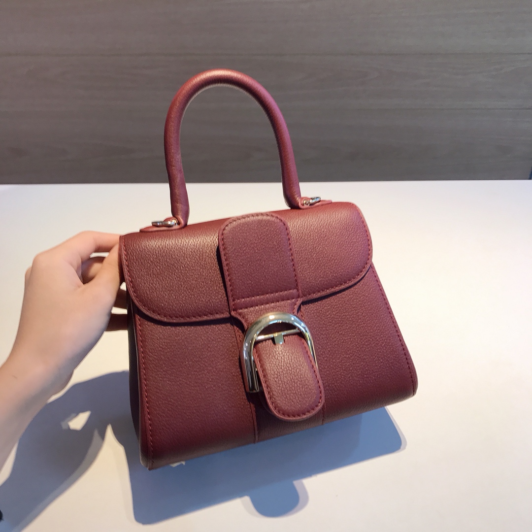 [TOP] Delvaux Brillant Bag Togo Leather 20x12x15.5cm - Dark Red - 711 Luxury