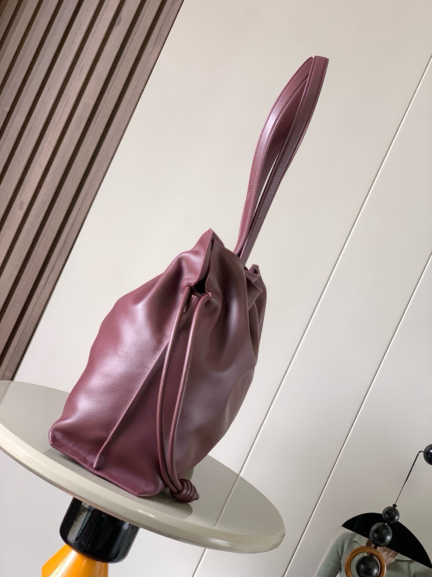 [TOP] LOEWE Flamenco Bag Cowhide Leather 38x29x14cm - Burgundy Red