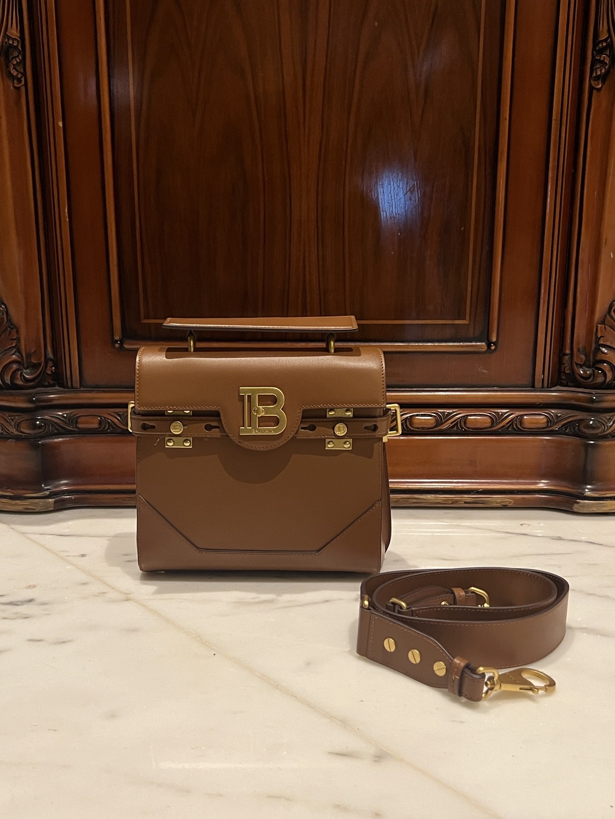 [TOP] BALMAIN Cowhide Bag 23*20*11cm - Brown - 711 Luxury