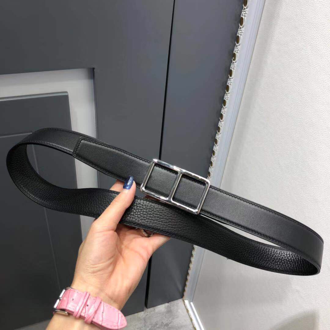 [TOP] HERMES Calfskin Belt 32mm - Black - 711 Luxury