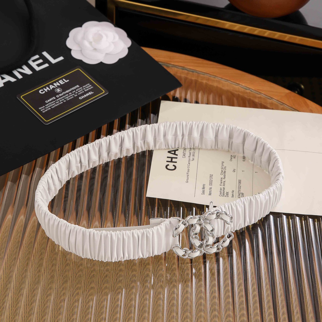 [TOP] CHANEL Elasticity Belt 4 Sizes - White - 711 Luxury