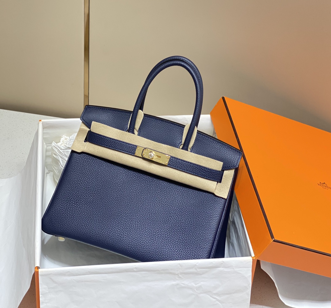 [TOP] HERMES Birkin Togo Leather 30cm - Deep Bleu & GHW - 711 Luxury