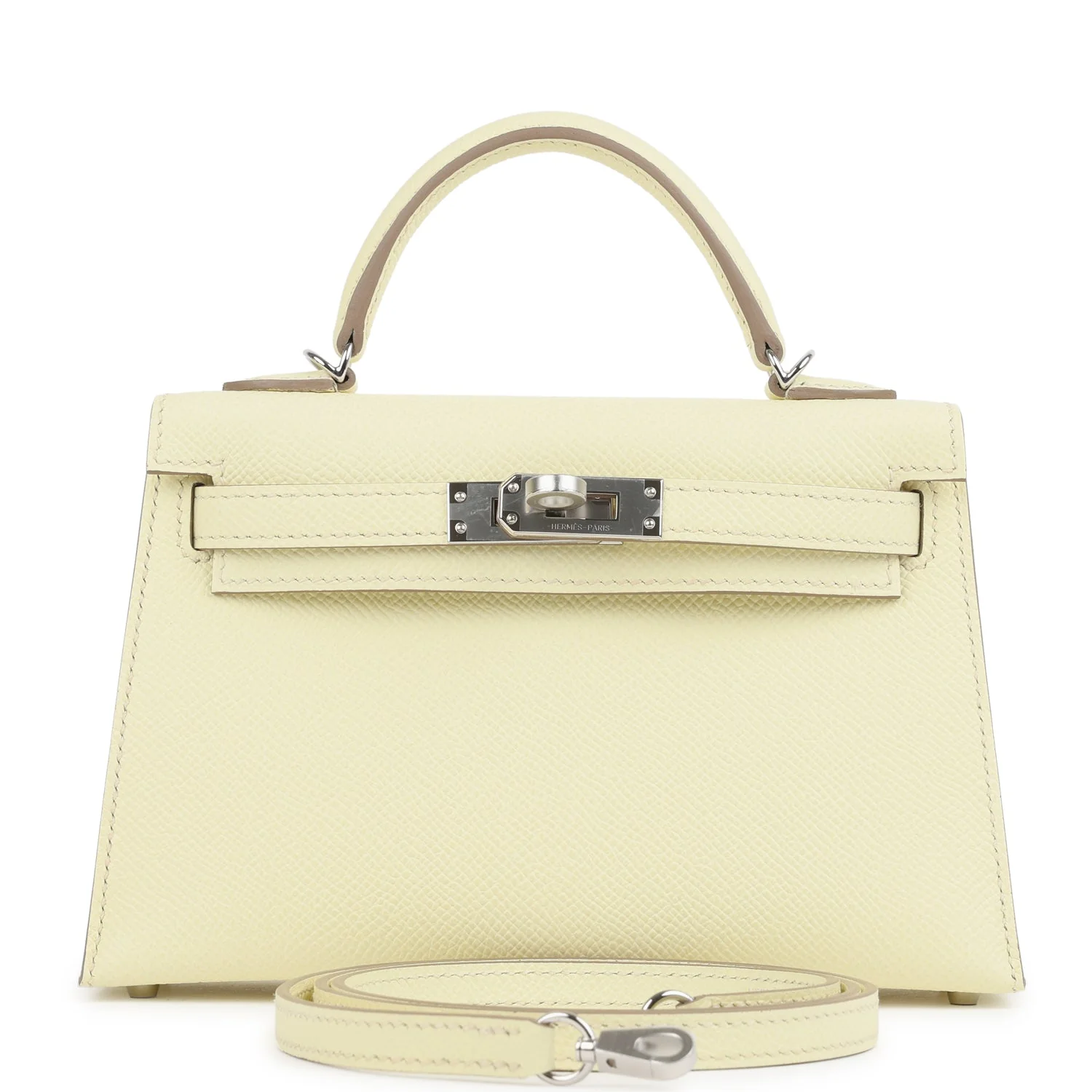 Hermes Kelly Sellier  Jaune Milton Epsom Palladium Hardware