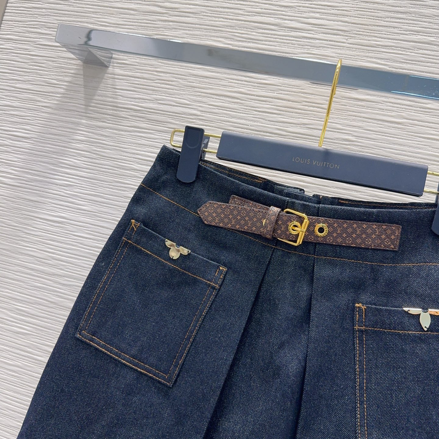 [TOP] Louis Vuitton LV Denim Skirt - Navy Blue