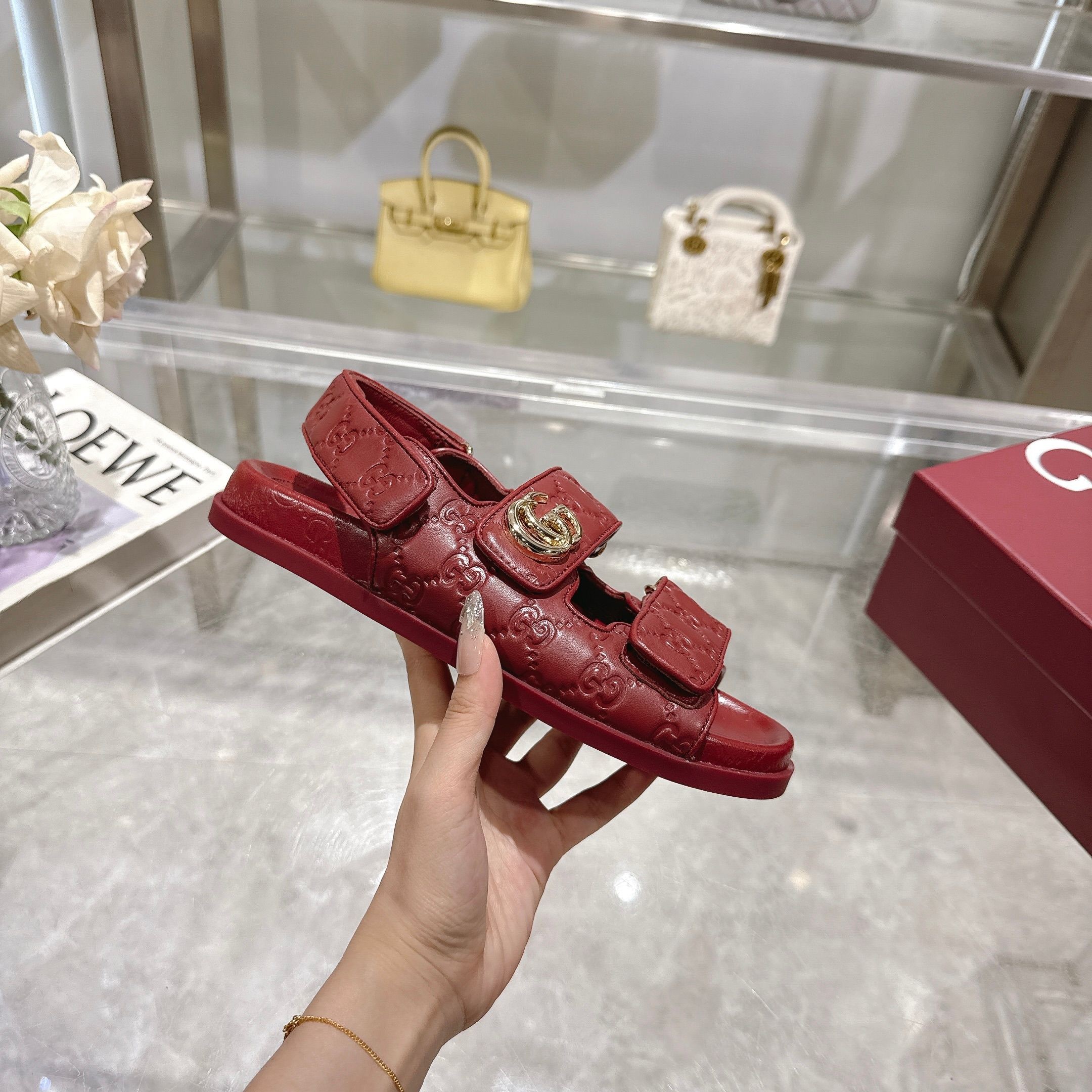 [TOP] GUCCI Marmont GG Sandals - Red - 711 Luxury