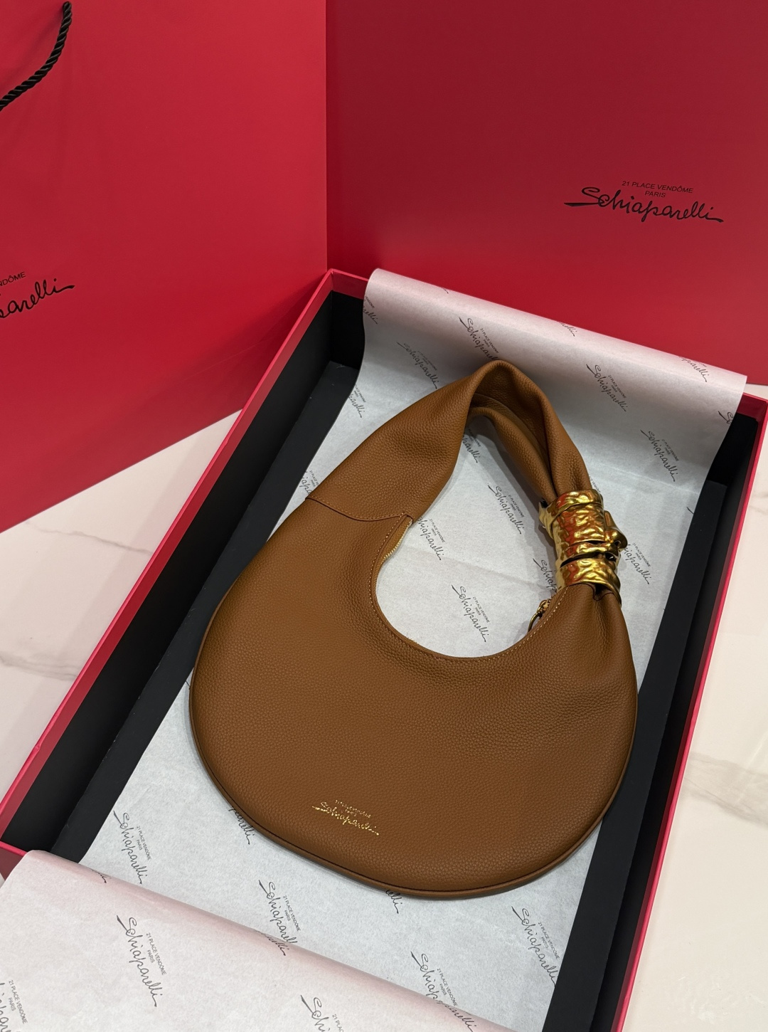 [TOP] Schiaparelli Soufflé Bag 29x40x7cm - Brown - 711 Luxury