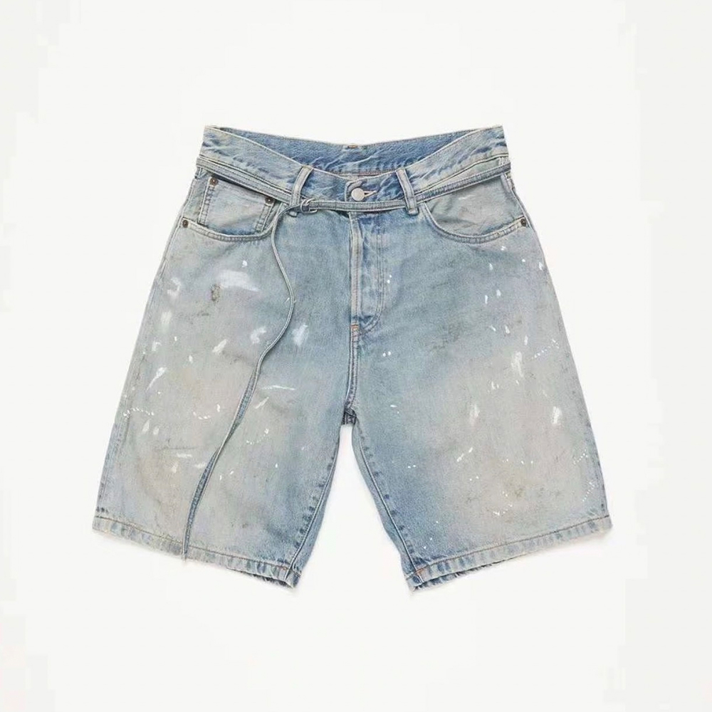 Acne Studios Blue Belted Denim Shorts #378788