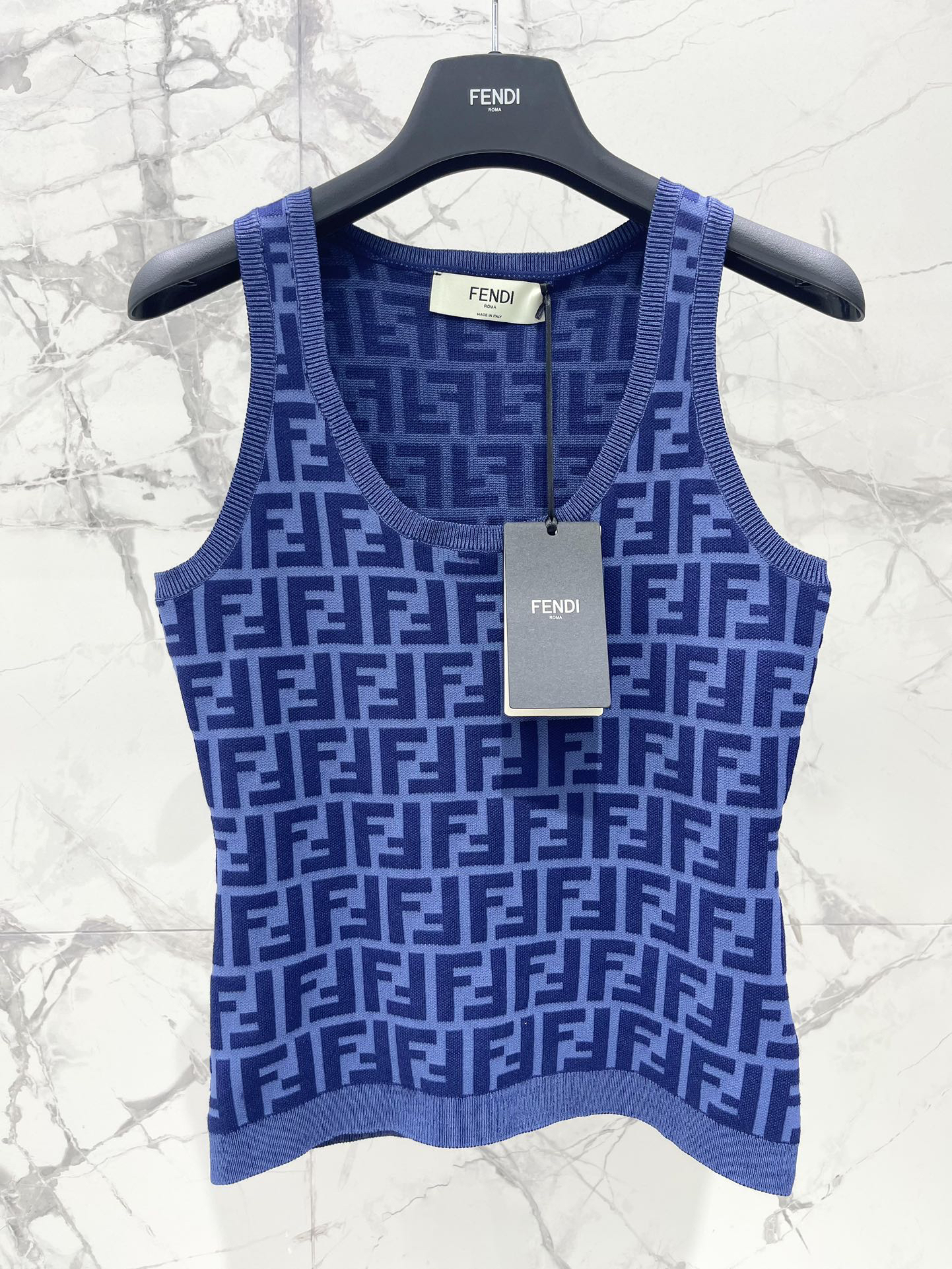 [TOP] FENDI FF Knit Vest - Blue - 711 Luxury