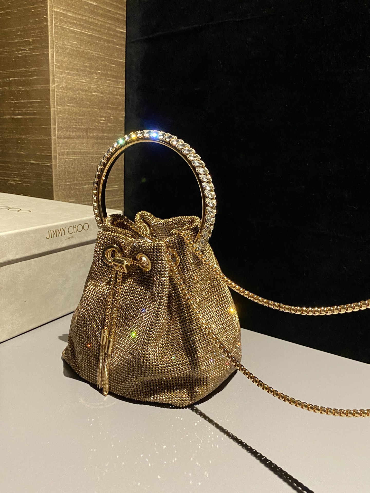 [TOP] JIMMY CHOO Bon Bon Bag 16*15*9.5CM - Gold - 711 Luxury
