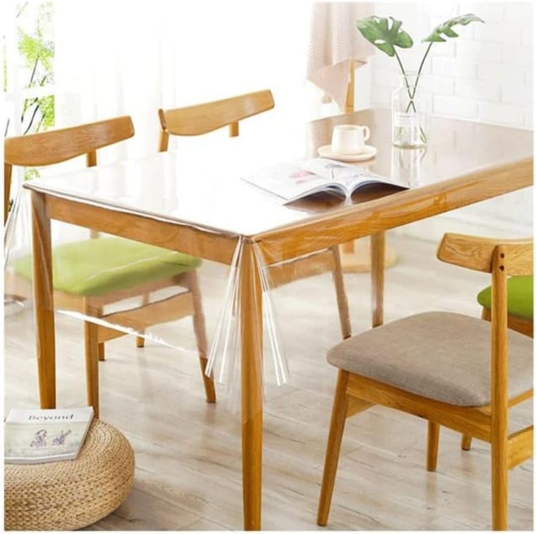 BEST HOUSEHOLDS Clear Transparent Tablecloth, PVC Vinyl, 137cm Wide, 0.25mm Thickness, Easy Clean, Modern Style, Indoor Outdoor Party Dining (137cm-200cm)