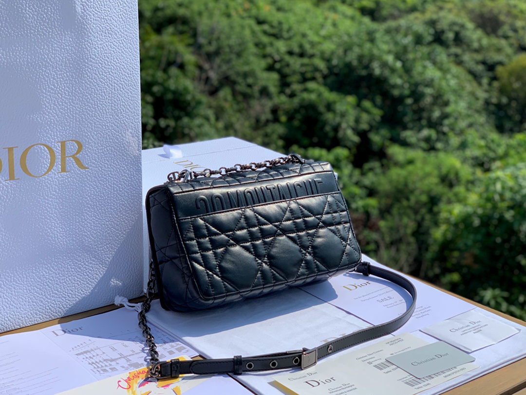 [TOP] Christian Dior Caro Bag Calfskin 25x15x8cm - Black