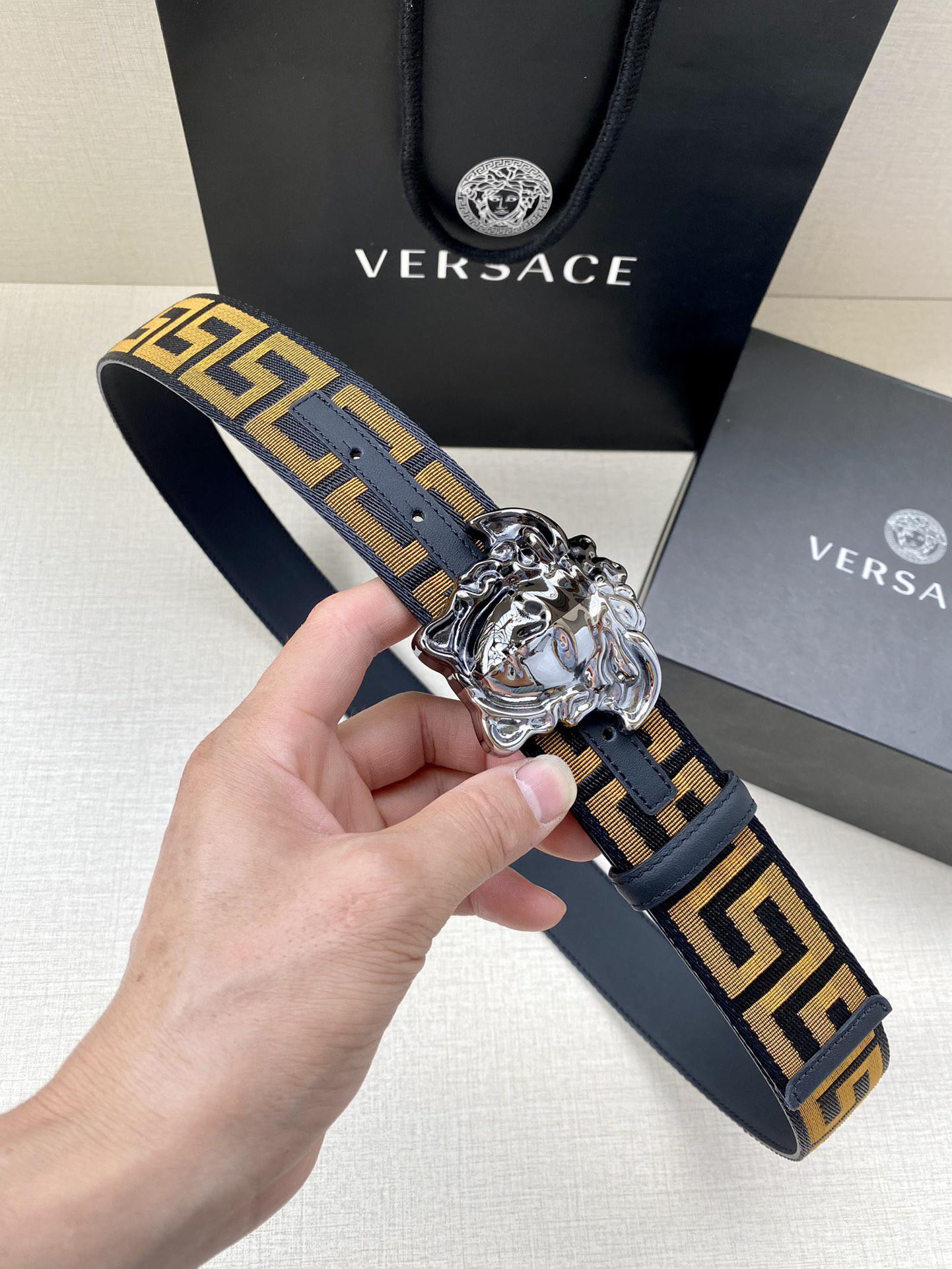 [TOP] VERSACE Men's Belt 3.8 cm - Black - 711 Luxury