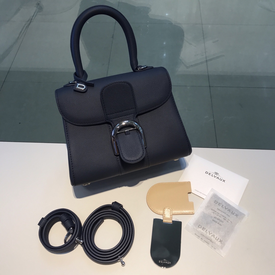 [TOP] Delvaux Brillant Bag Togo Leather 20x8x15.5cm - Dark Blue - 711 Luxury