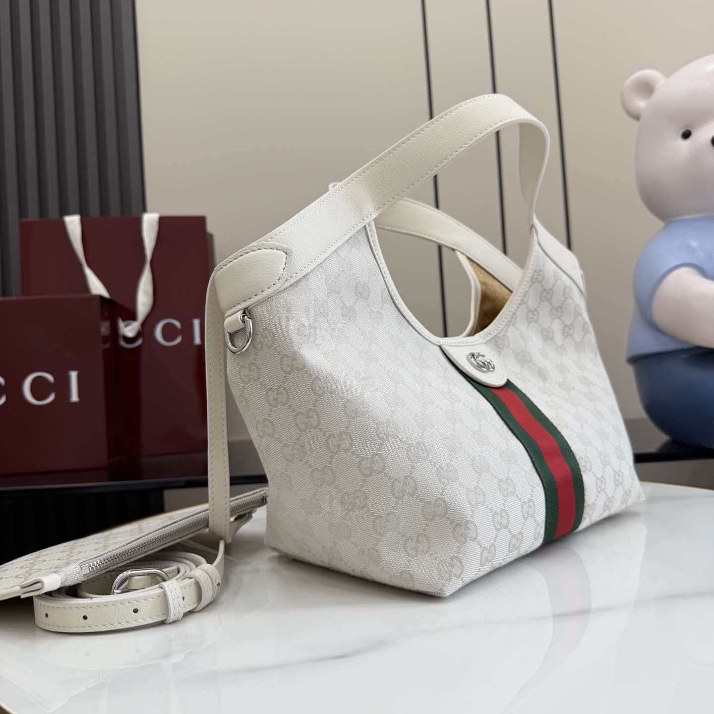 [TOP] GUCCI Giglio Tote Bag 25x20x15cm - White - 711 Luxury