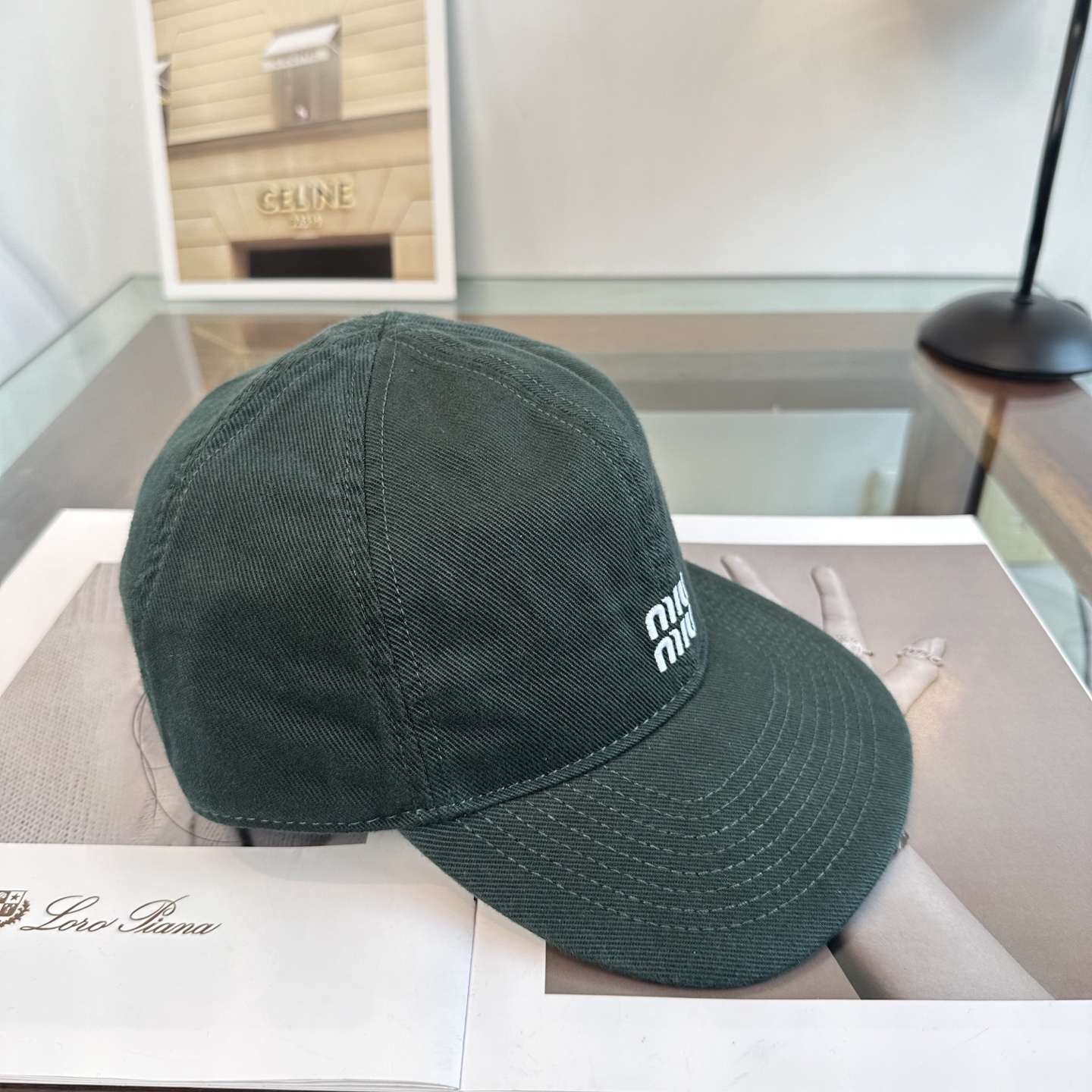 [TOP] Miu Miu Baseball Cap - Green - 711 Luxury