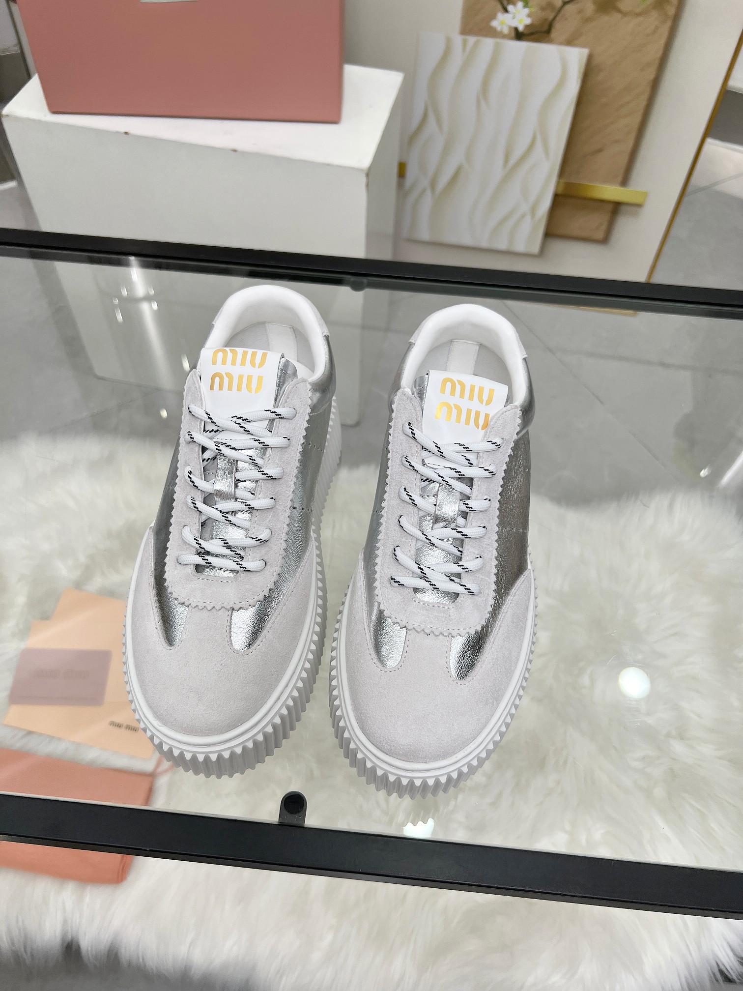 [TOP] Miu Miu Casual Shoes - Gray - 711 Luxury
