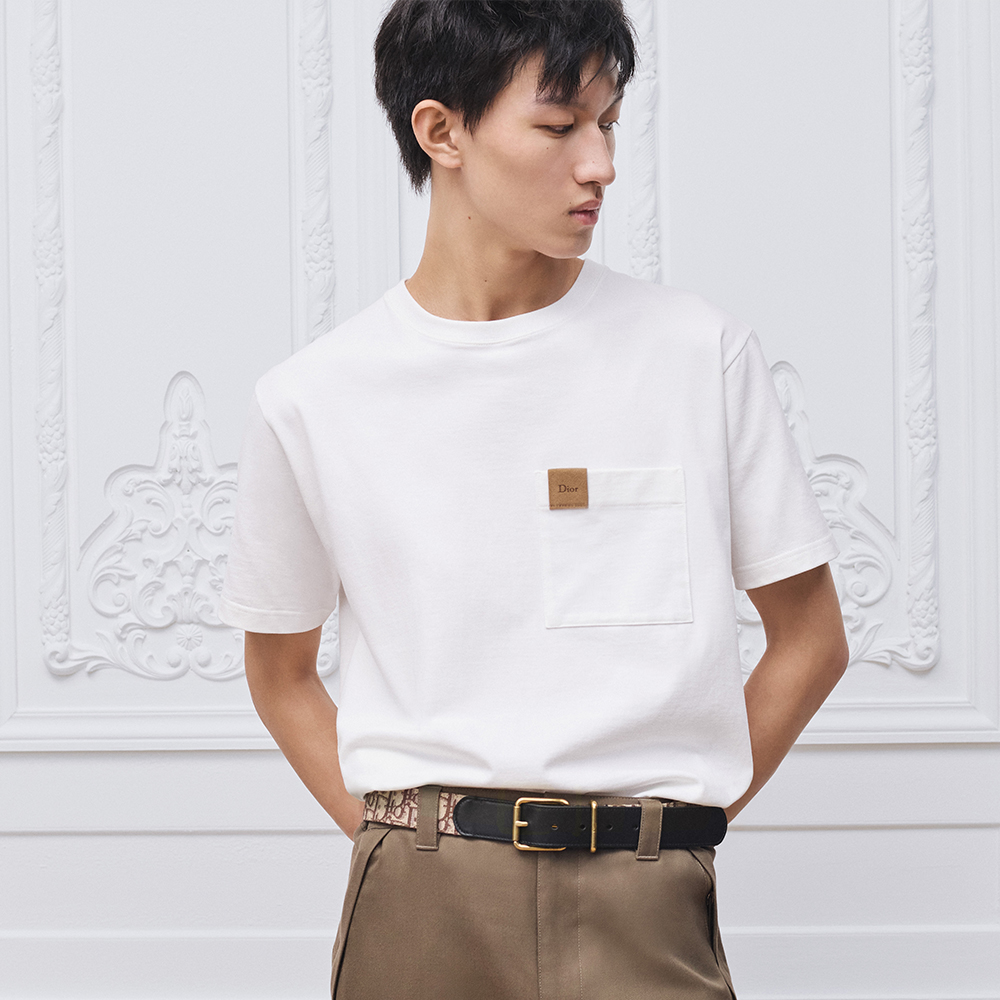 Dior white Clothing DIOR T-Shirt with Pocket Relaxed Fit White Cotton Jersey #390159 View 2 | Nigo Office