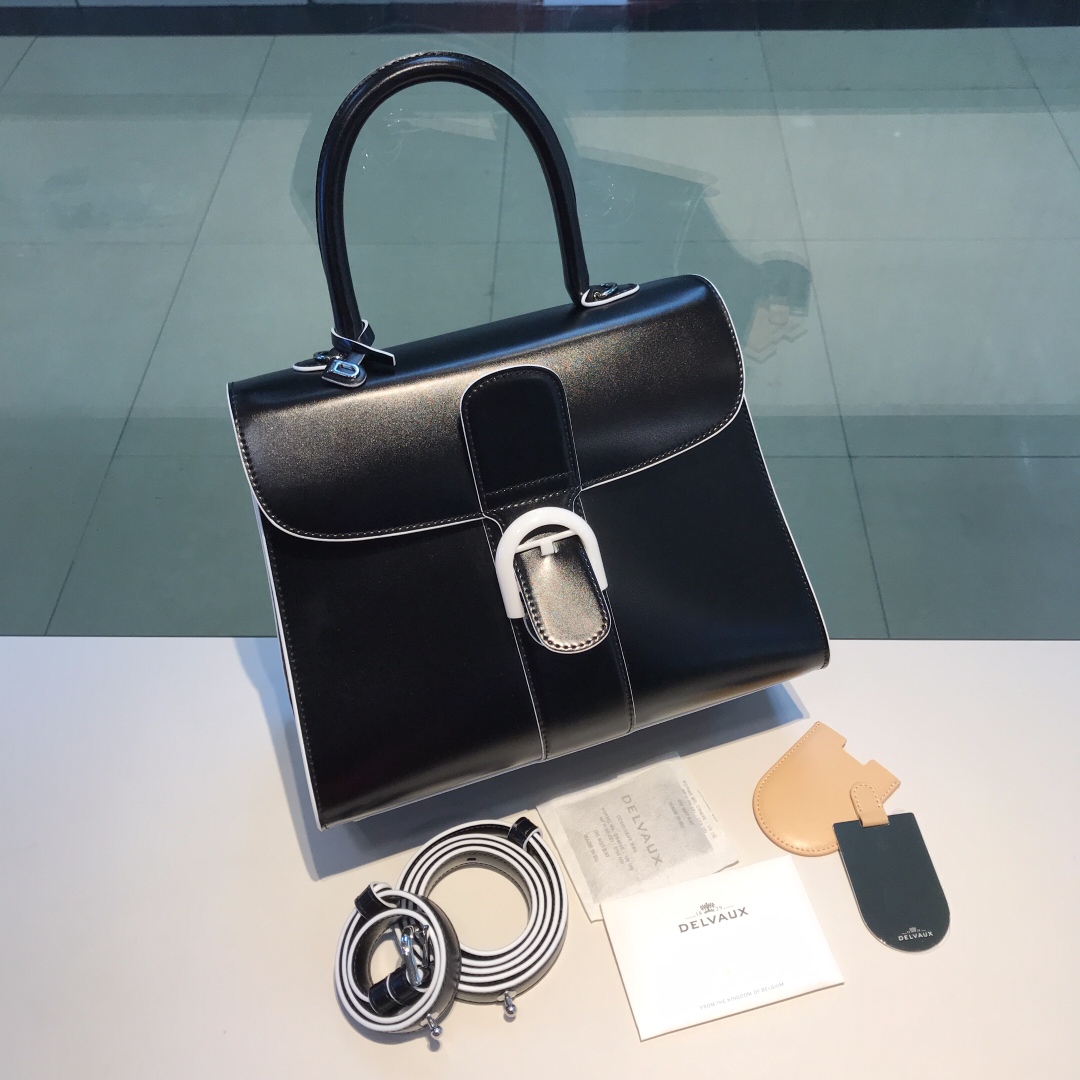 [TOP] Delvaux Brillant Bag Box Leather 28*15*22cm - Black - 711 Luxury