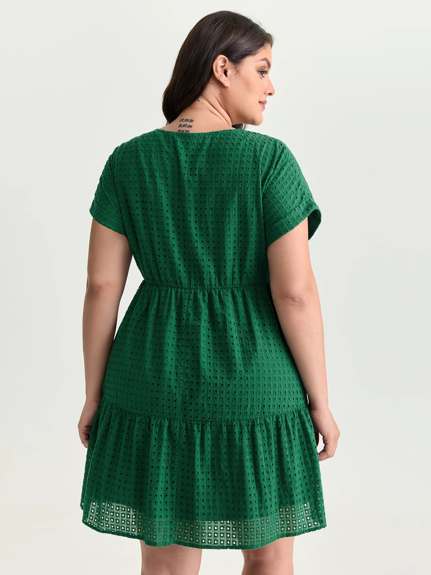 Cotton V-Neck Tiered Mini Dress