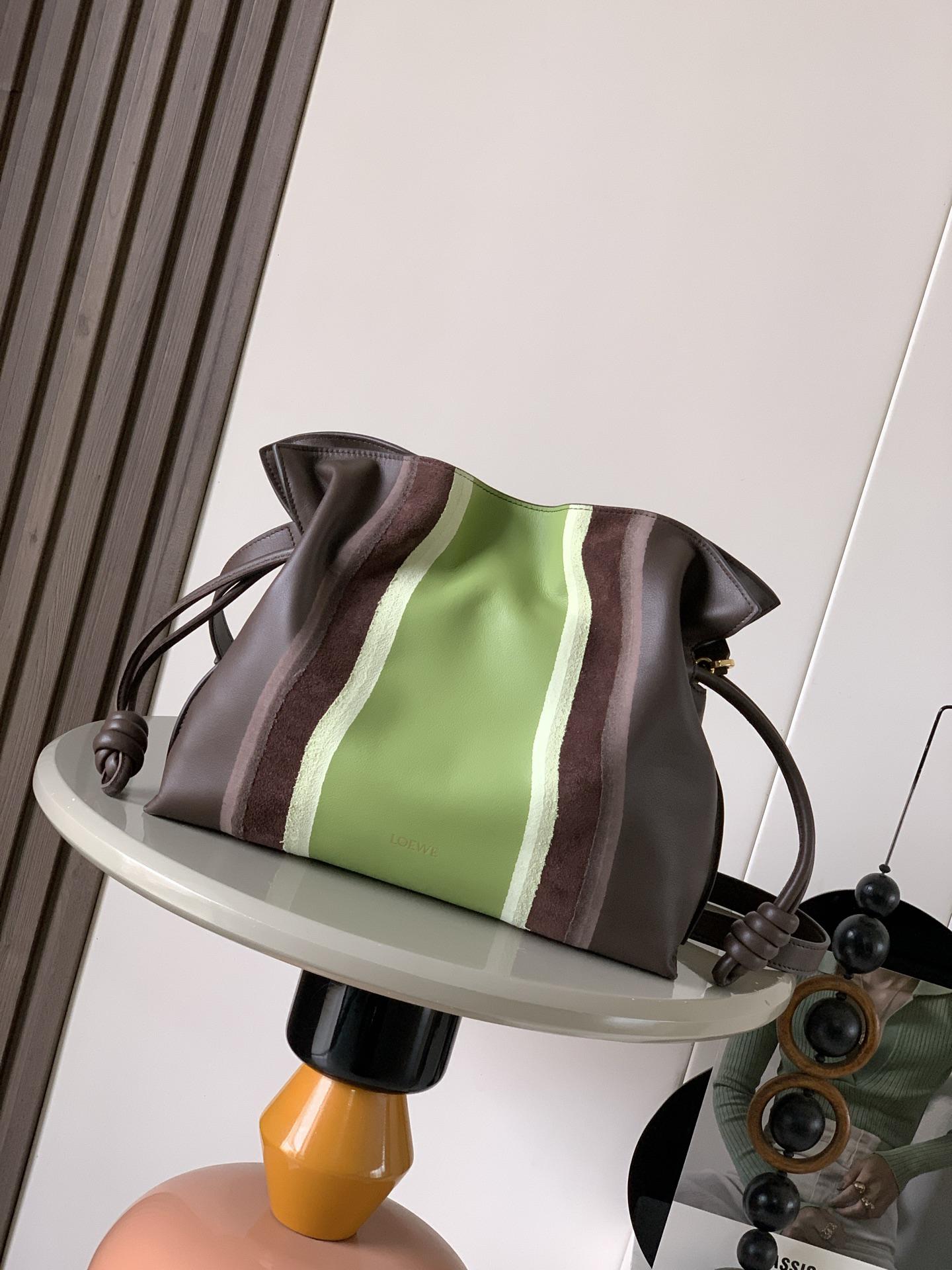 [TOP] LOEWE Flamenco Bag Cowhide Leather 30x24.5x10.5cm - Green & Chocolate - 711 Luxury
