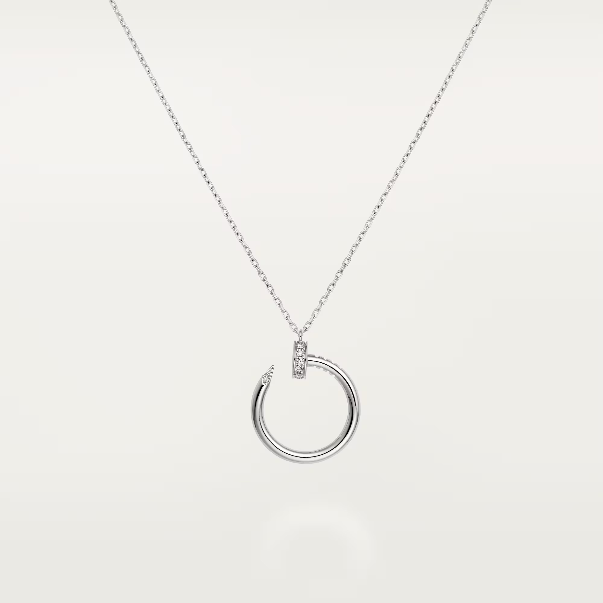Carty Nails Solo Trace Necklace ,White Gold ,14 Moissanite