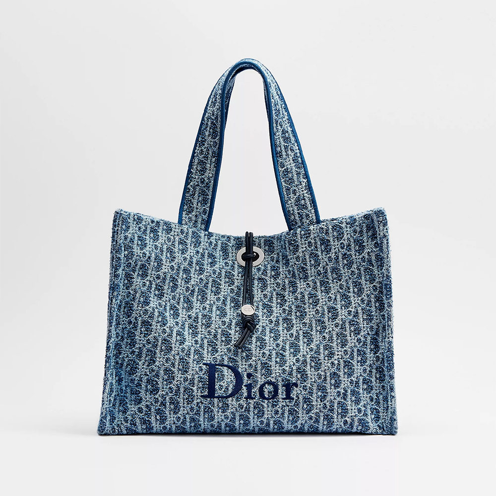 DIOR Dioriviera Medium Spongy Book Tote Blue Spongy Dior Oblique Fabric #396999