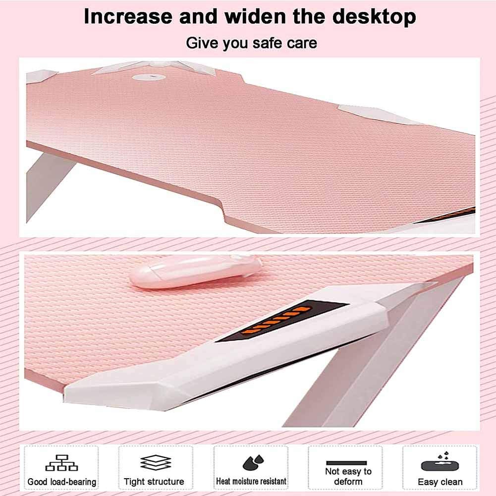 KANBUN Desktop Computer Game Table, Pink E-Sports Table, Office Game Table, Home Study Desk, Wide Carbon Fiber Desktop, Ergonomic Computer Table,Pink,120 * 60 * 75cm