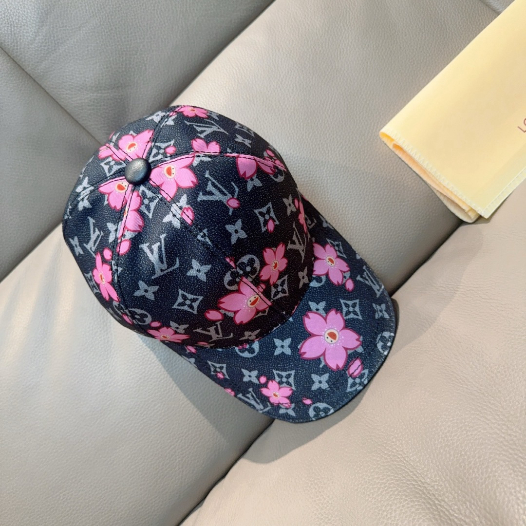[TOP] Louis Vuitton LV LV x TM MONOGRAM CHERRY BLOSSOM Baseball Hat - Black - 711 Luxury