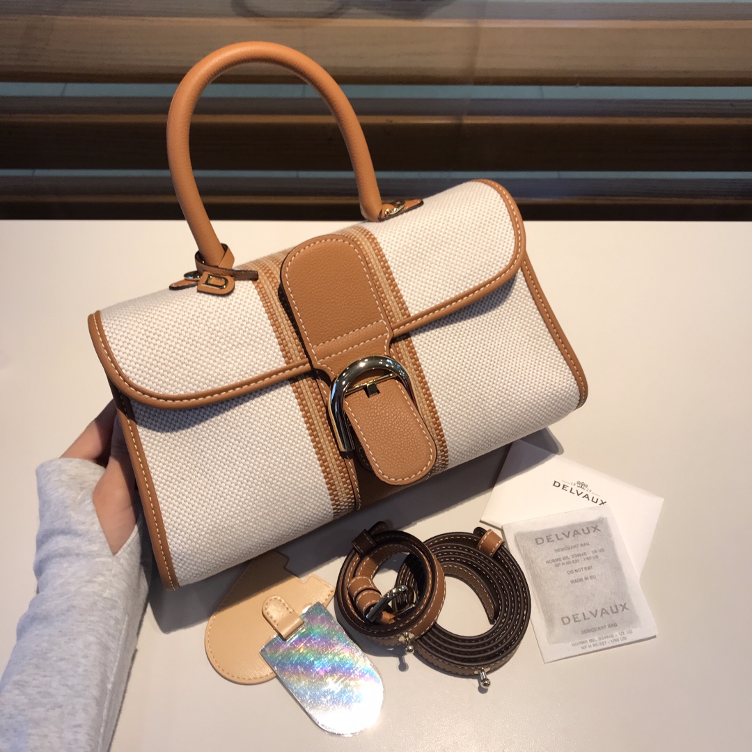 [TOP] Delvaux Brillant Bag 28cm - White and Brown - 711 Luxury