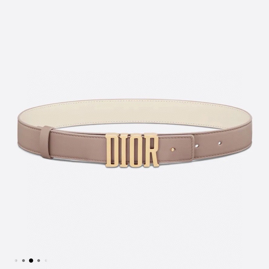 [TOP] Christian Dior Belt Cowhide 30mm - Pink and White - 711 Luxury