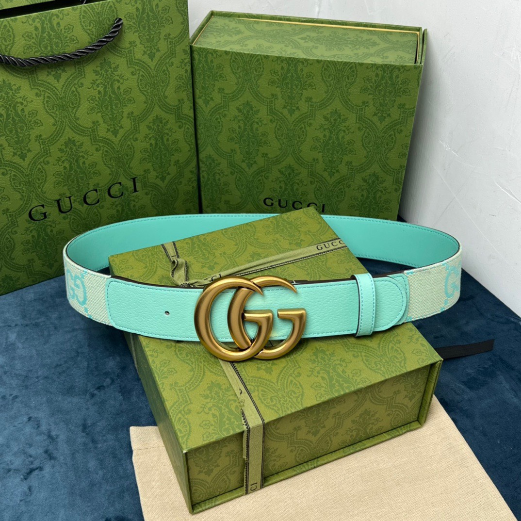 [TOP] GUCCI Men's Belt 3.8cm - Green - 711 Luxury