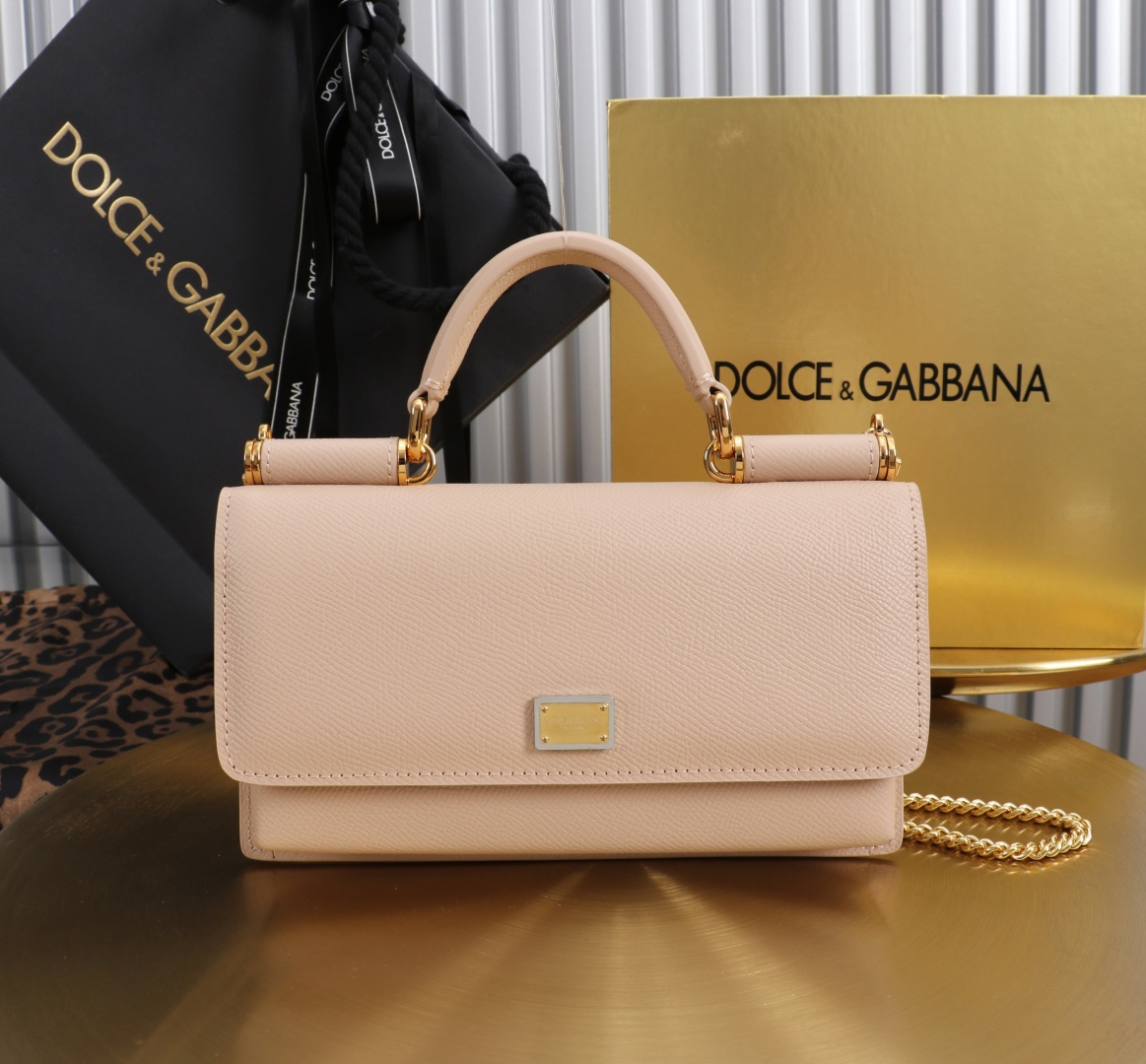[TOP] Dolce & Gabbana D&G Bag Palm Print Cowhide Bag 20x11x3cm -Pink - 711 Luxury
