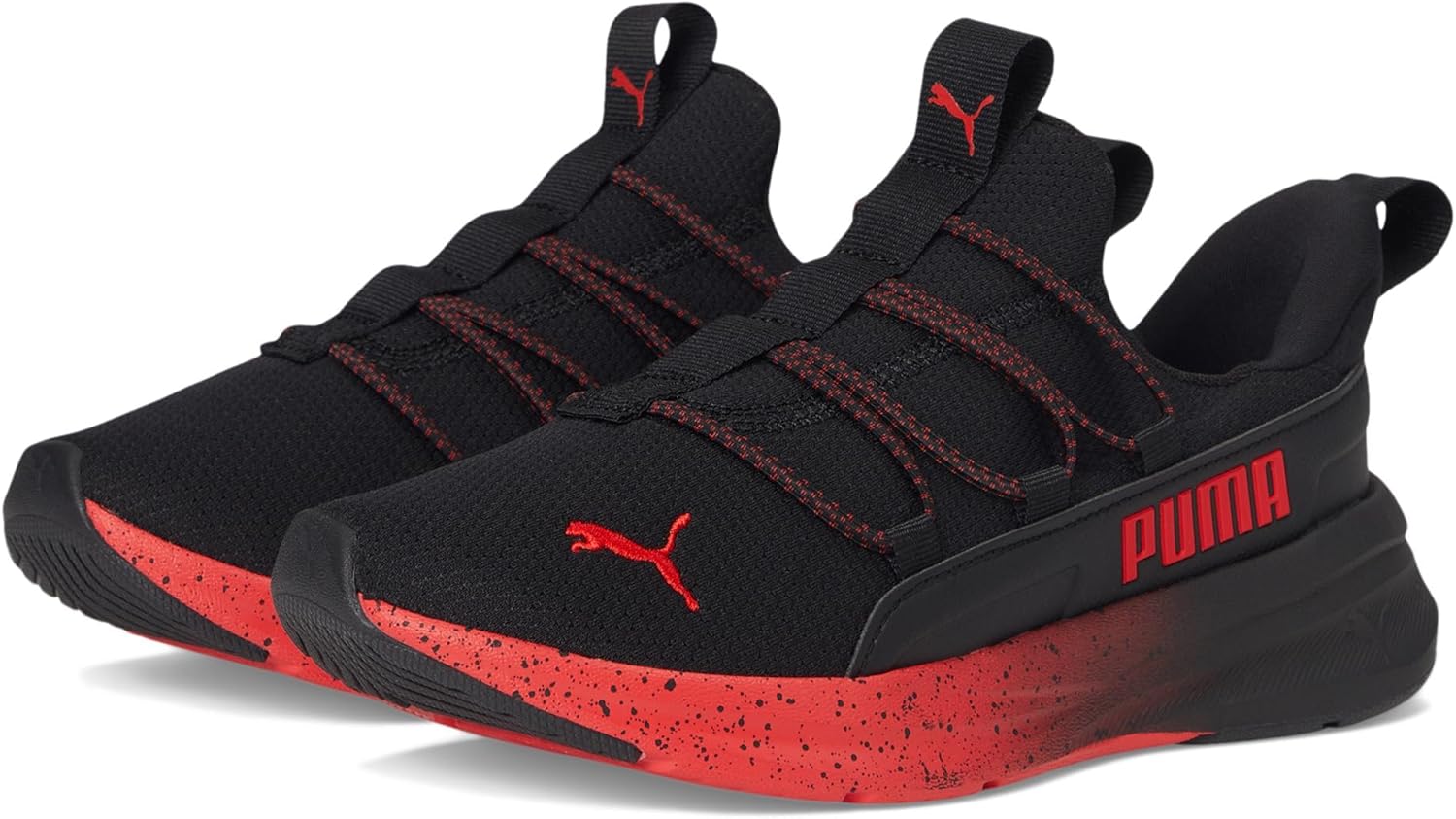 Puma Unisex-Child Softride One4All Slip On Shoes, Black-for All Time Red AH25, Big Kid 4.5