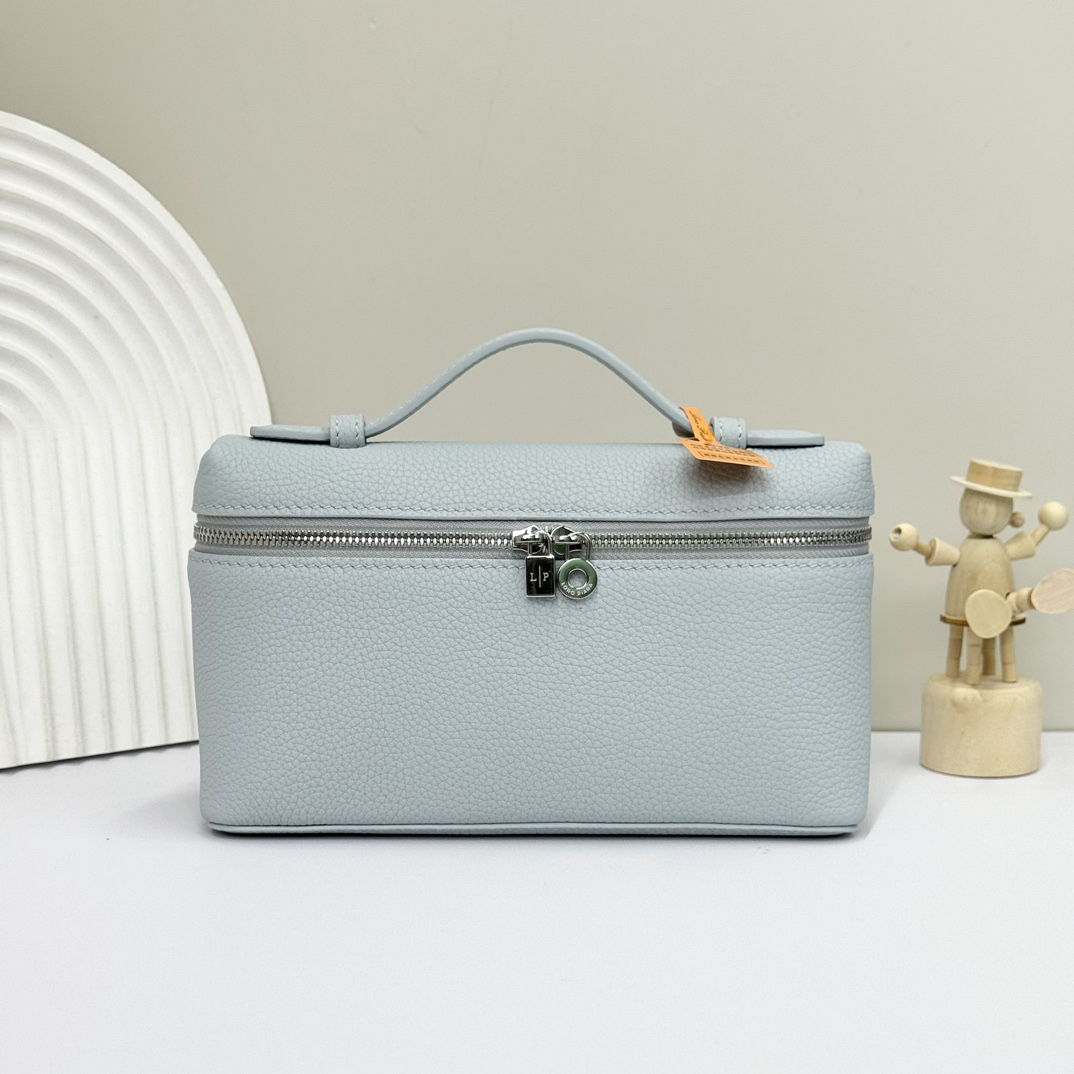 [TOP] Loro Piana Extra Pocket Bag Calfskin 11x19x6.5cm - Light Blue - 711 Luxury