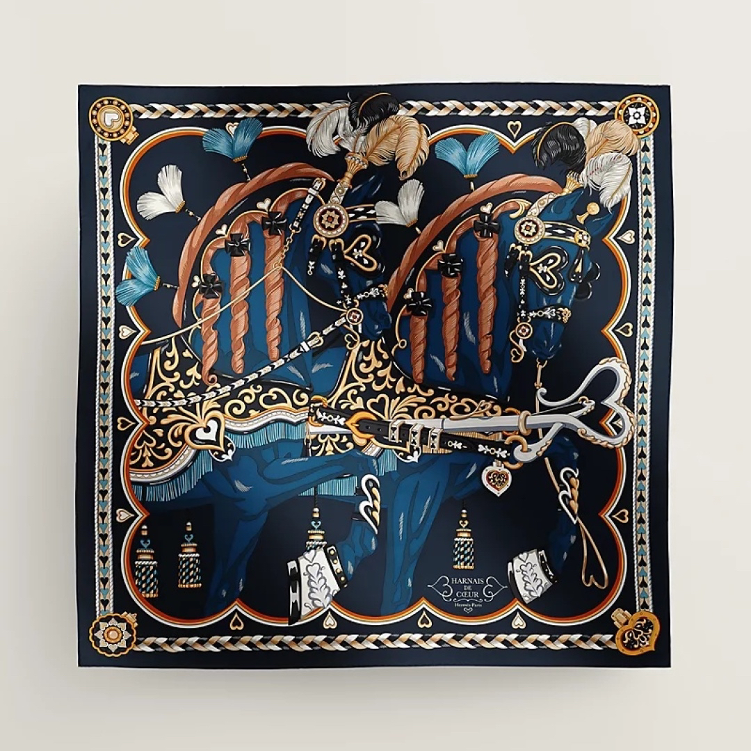 [TOP] HERMES Silk  Scarf  90x90cm - Black - 711 Luxury