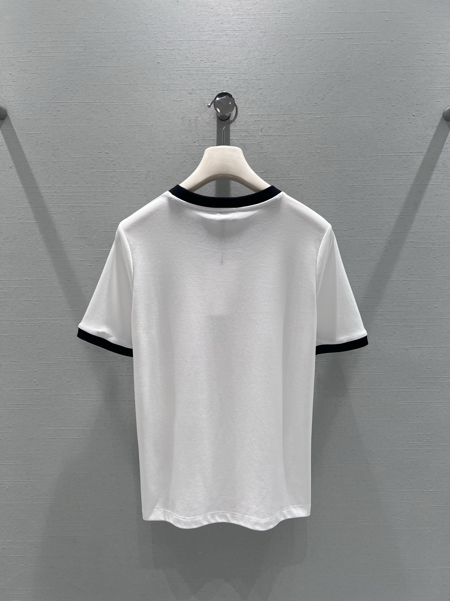 [TOP] CELINE Color Block Collar T-Shirt - White