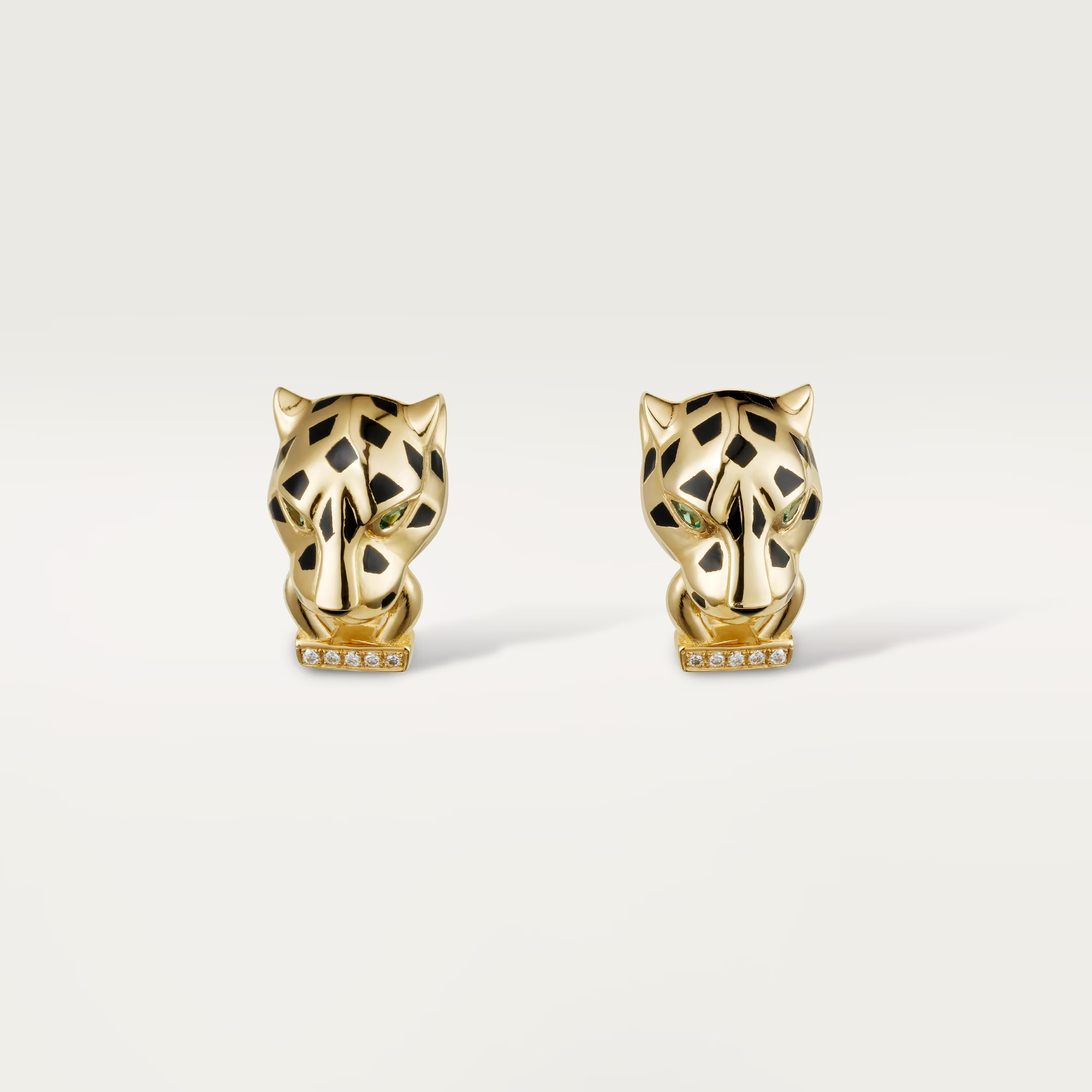 Carty Panther Motif Earrings, Yellow Gold,  Moissanite