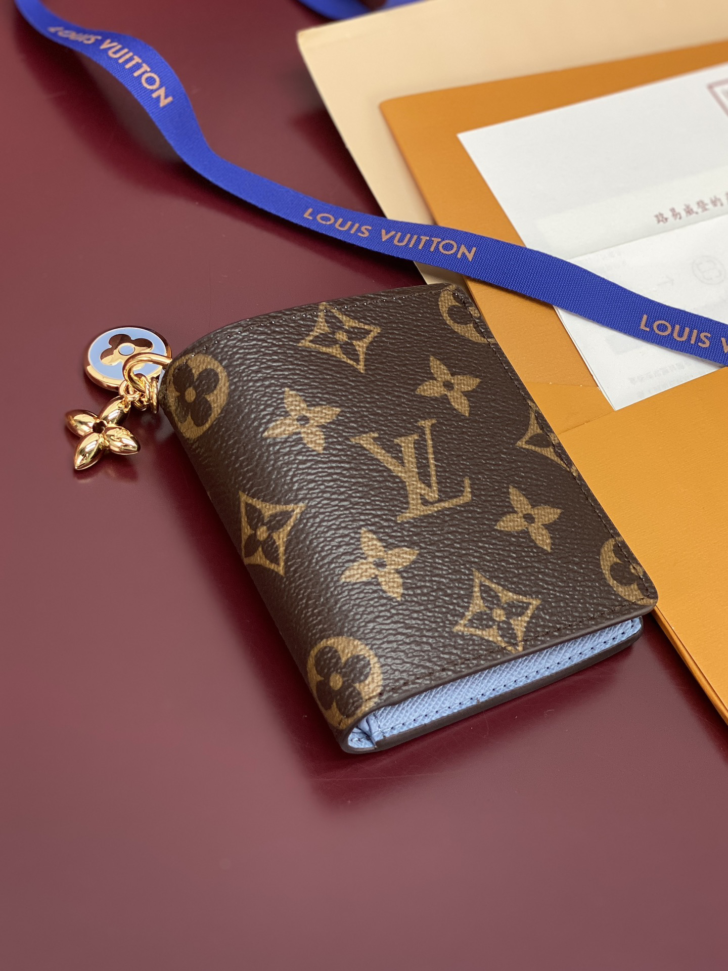 [TOP] Louis Vuitton LV Monogram Canvas/Leather Wallet 9x10x2.5cm - Brown/Blue - 711 Luxury