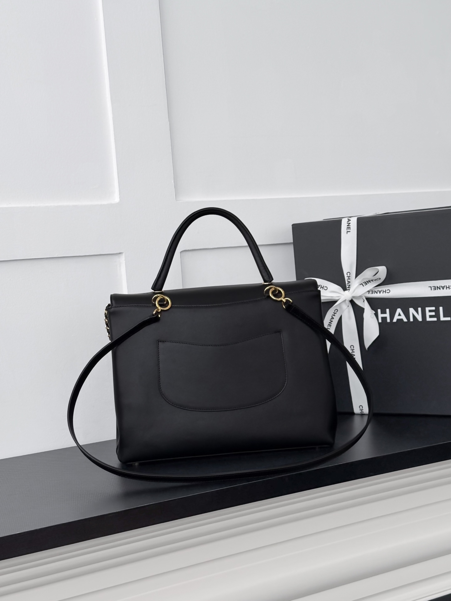 [TOP] CHANEL Briefcase 32x22x9cm - Black & GHW - 711 Luxury