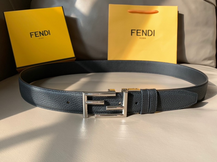 [TOP] FENDI Men's Belt Cowhide 3.4cm - Black - 711 Luxury