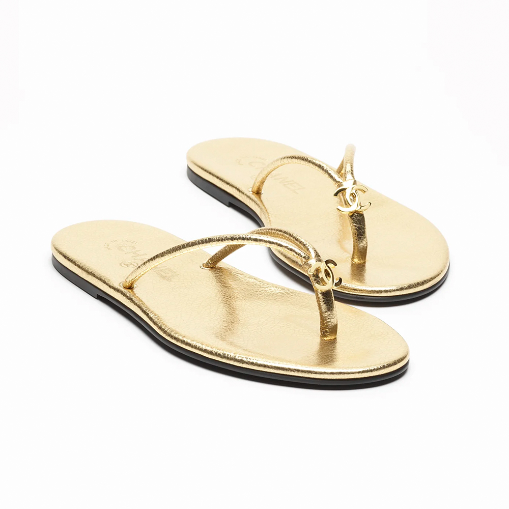 Chanel gold Shoes Chanel Mules Crackled Laminated Calfskin Gold #379231 | Nigo Office