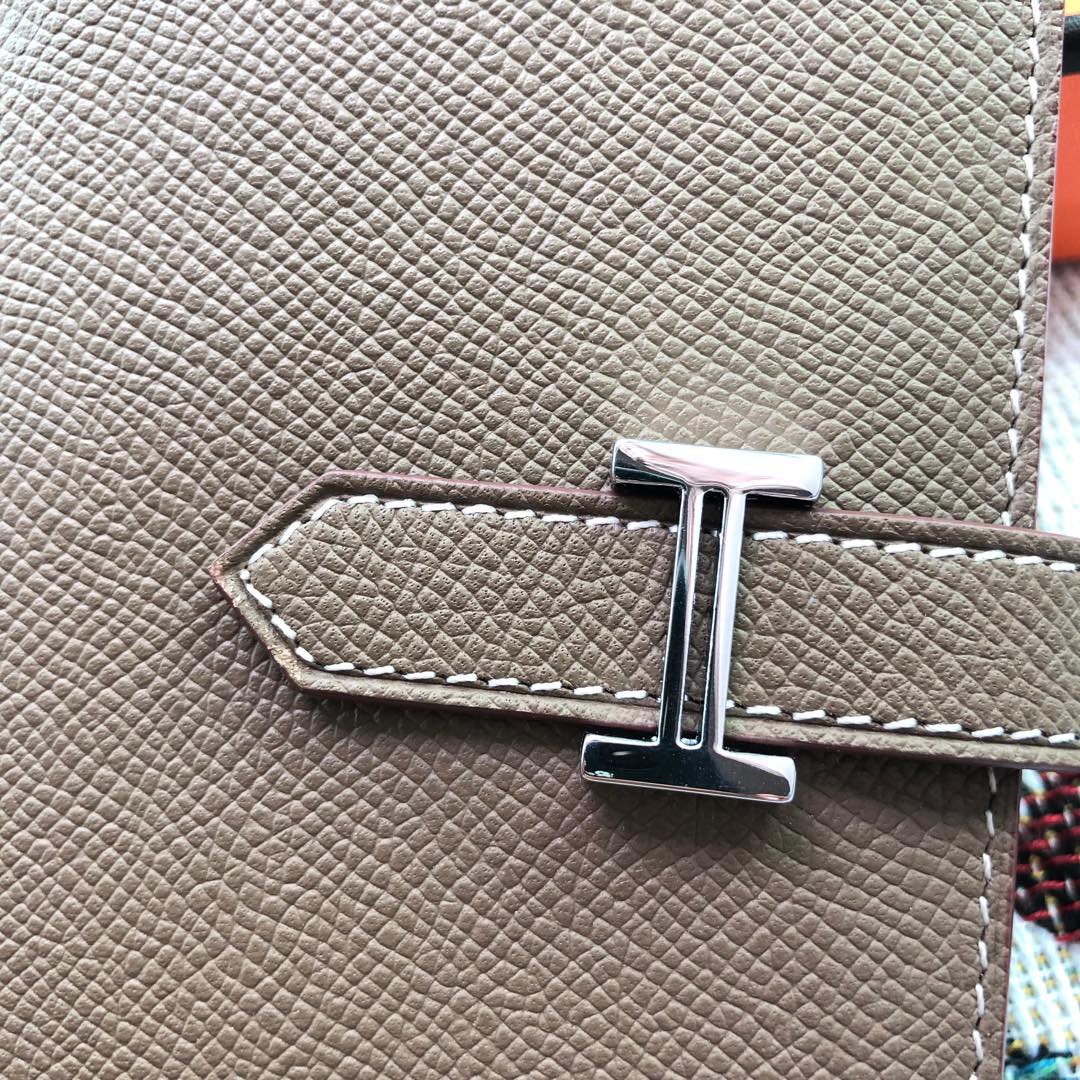 [TOP] HERMES Bearn Short Wallet Epsom 12cmx10cm - Etoupe