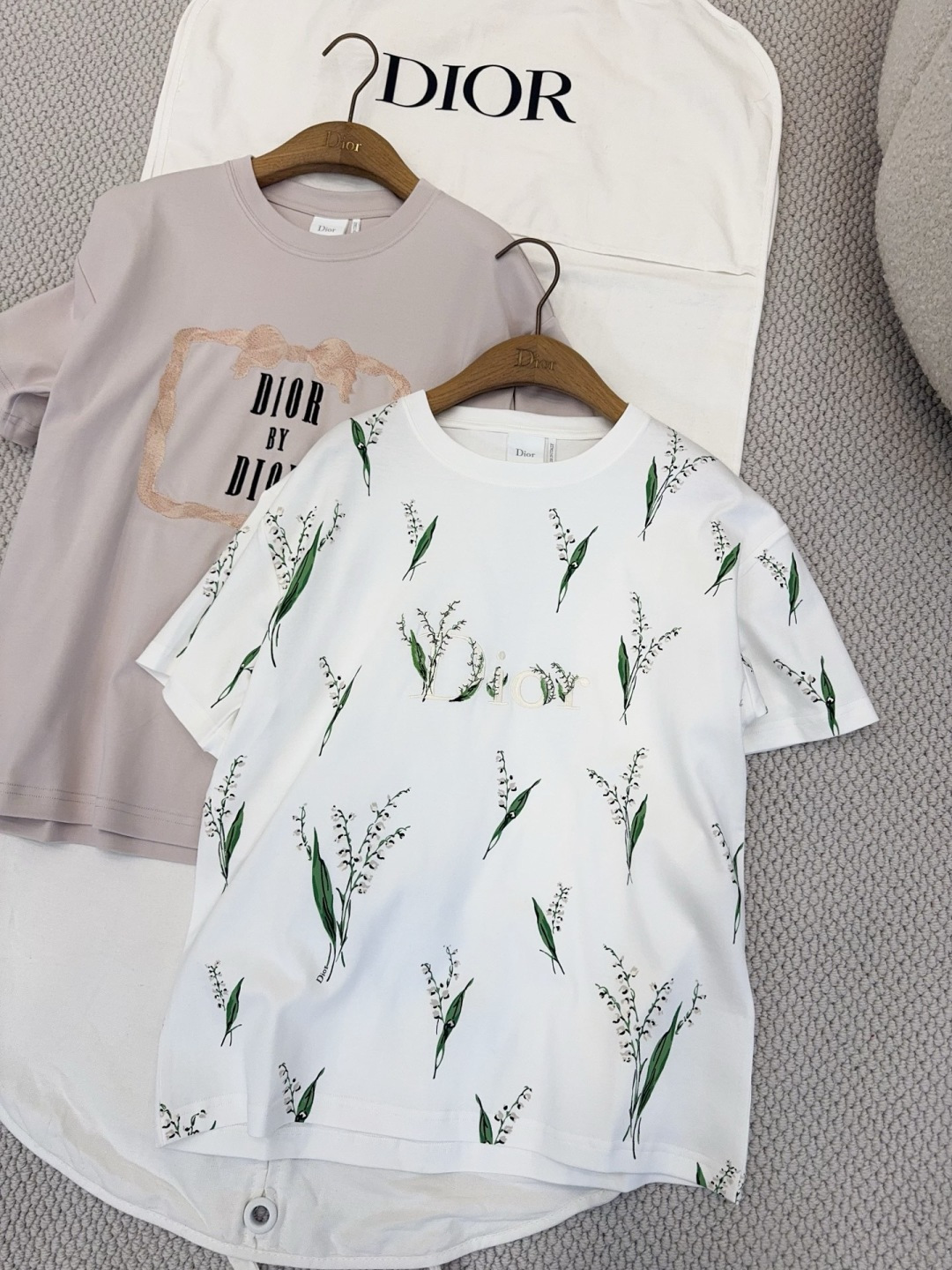 Dior white Clothing DIOR Oversized T-Shirt White Cotton Jersey with Multicolor Lily of the Valley Motif View 2 | Nigo Office