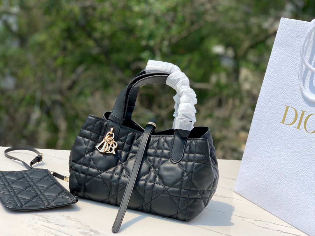 [TOP] Christian Dior Toujours Bag Lambskin 23x14x12cm - Black - 711 Luxury