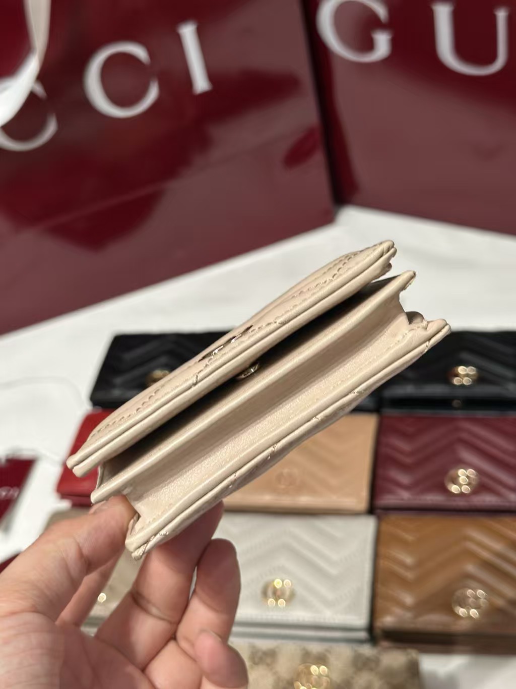 [TOP] GUCCI Marmont Wallet 11.5x8.5x3cm -  Pink&GHW - 711 Luxury