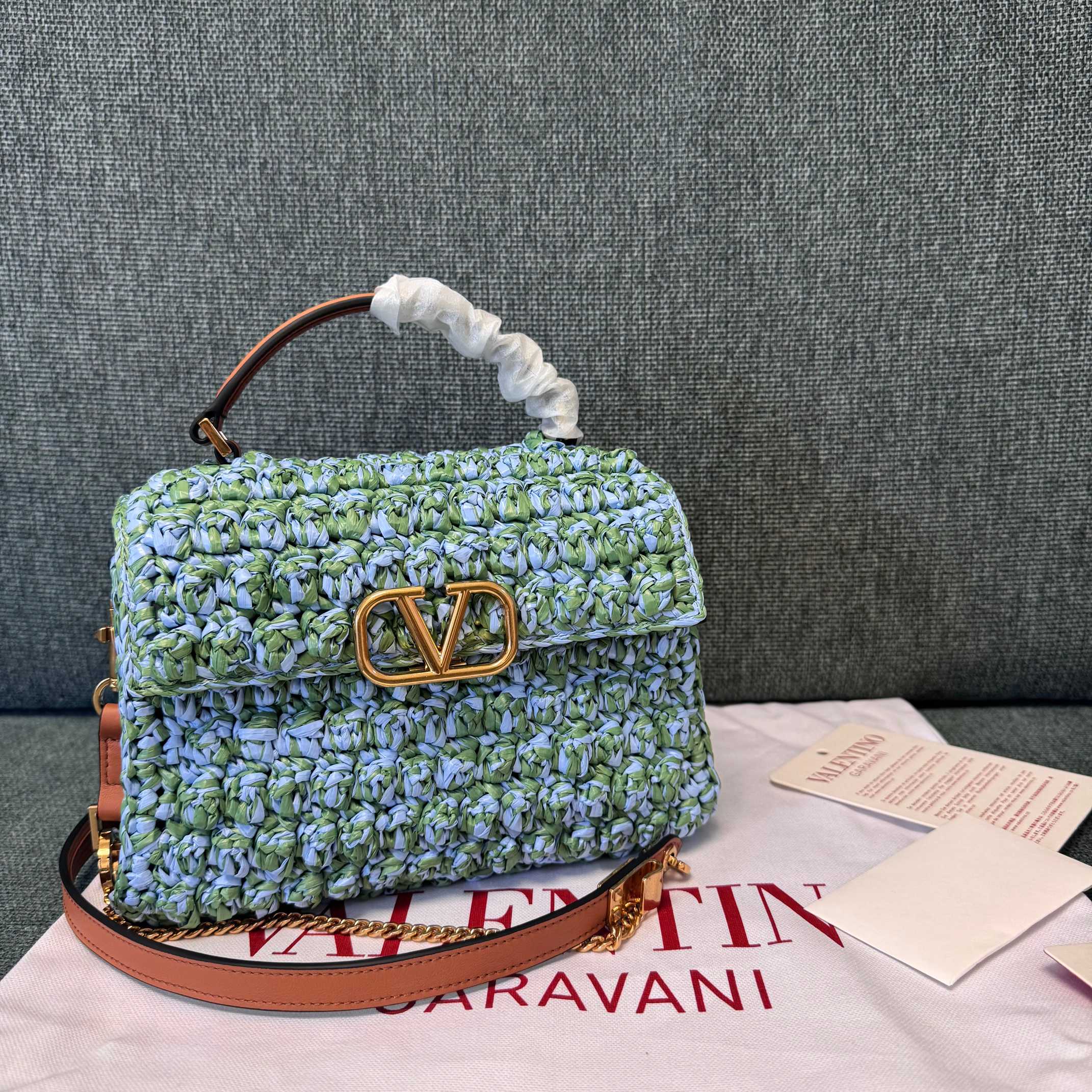 [TOP] VALENTINO Woven Vsling Bag 22x16x9cm - Blue